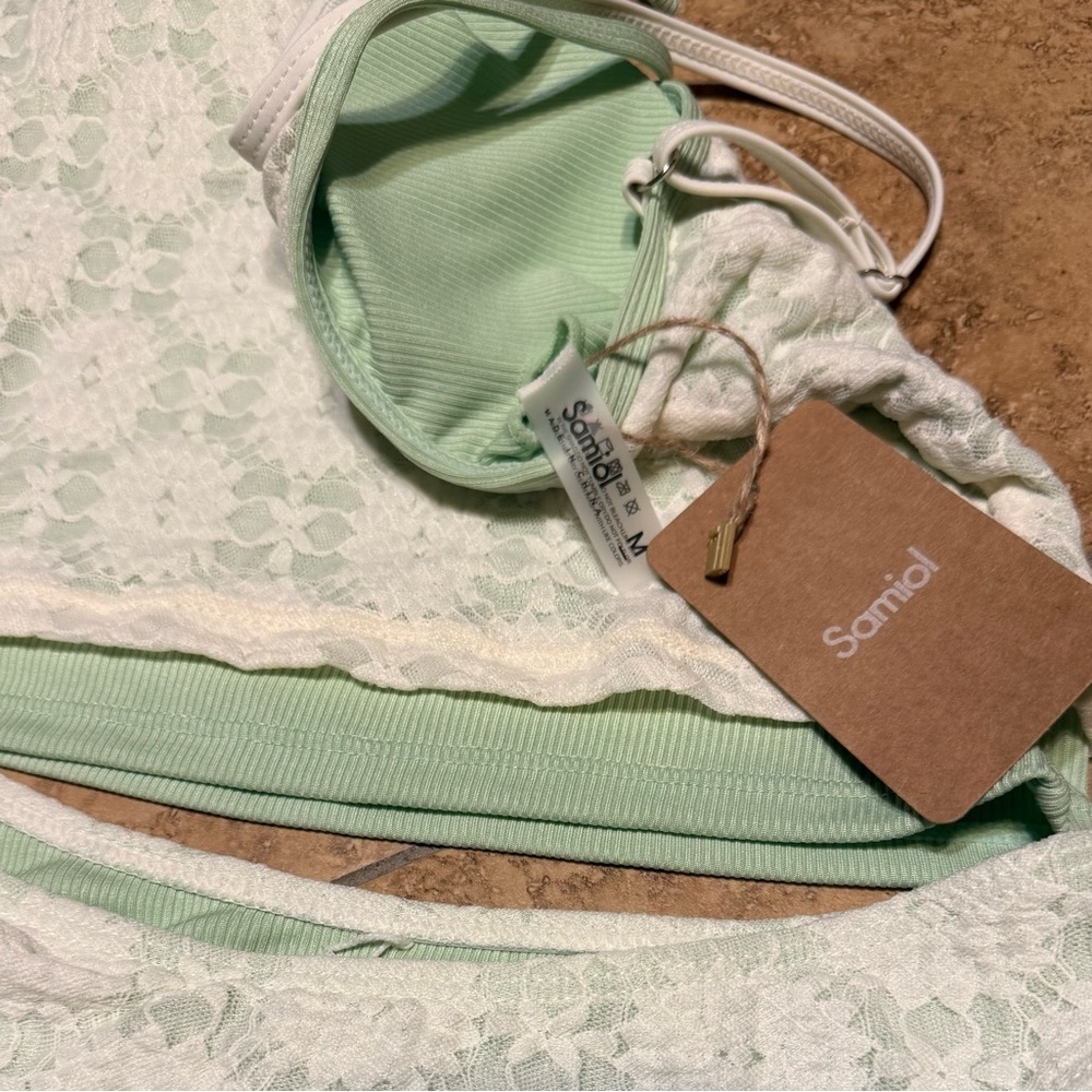 Samiol Mint Green Lace two Piece - Picture 5 of 6